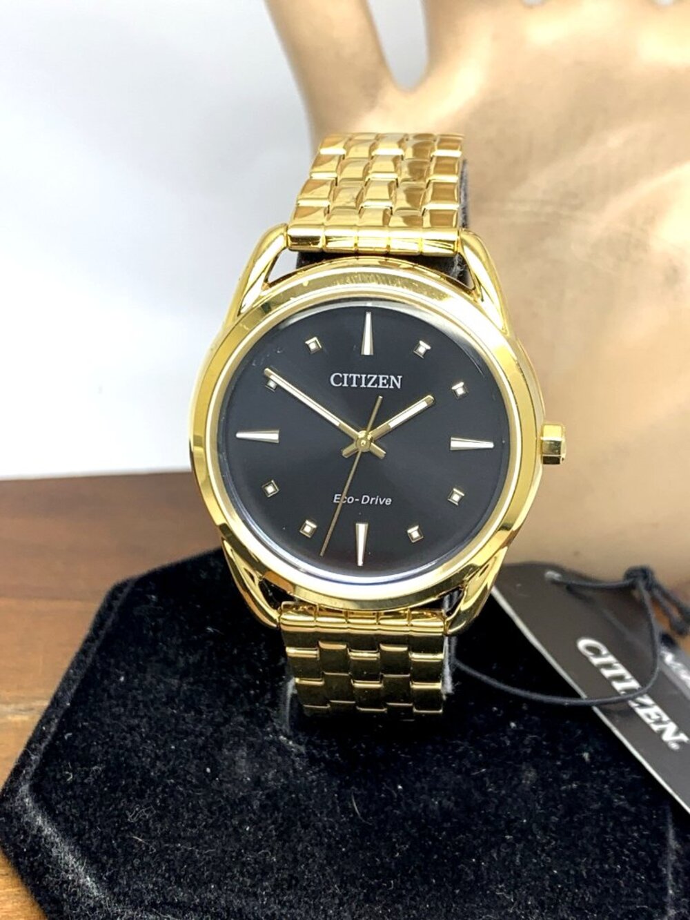 Citizen Women's Watch FE7092-50E Eco Drive Black Dial Gold Stainless Steel 36mm